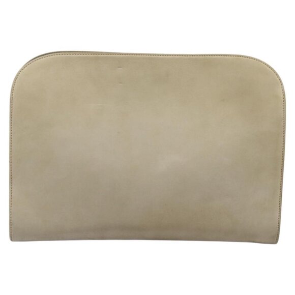 Salvatore Ferragamo Gancini Chain Shoulder Bag Suede Beige Gold Auth MY113 - Picture 3 of 16